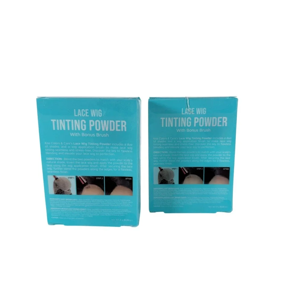 LOT of 2 Kiss Colors & Care Lace Wig Tinting Powder Medium Light Brown-Med Brown